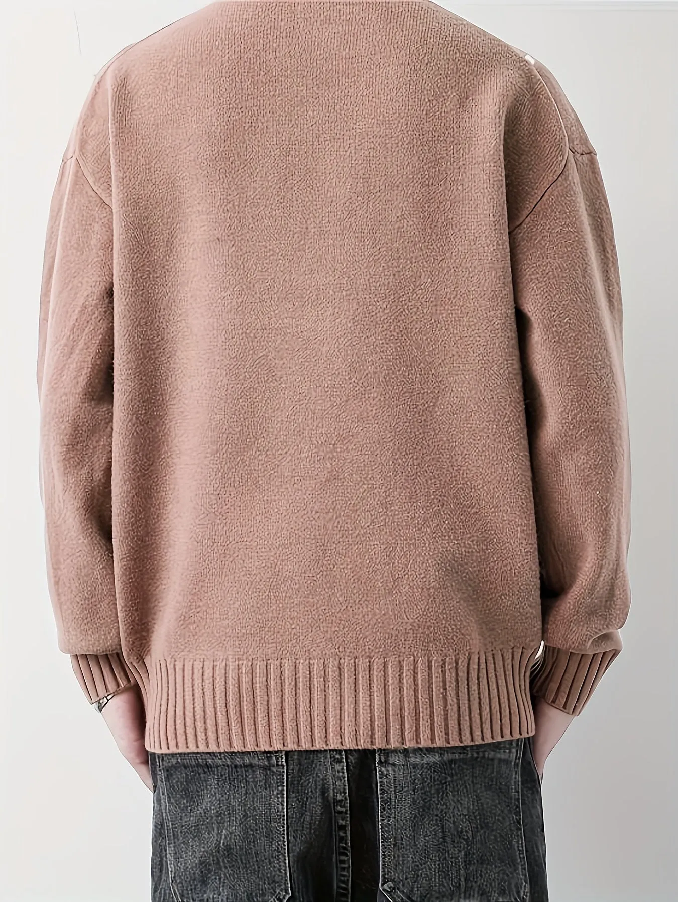 All Match Knitted Sweater, Men's Casual Warm Slightly Stretch Crew Neck Pullover Sweater For Fall Winter