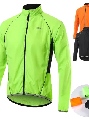 Arsuxeo Men's Cycling Jacket Rain Jacket Winter Waterproof Windproof UV Protection Breathable Bike Jacket Windbreaker Mountain Bike MTB Road Bike Cycling City Bike Cycling Black Green Orange Bike Wear