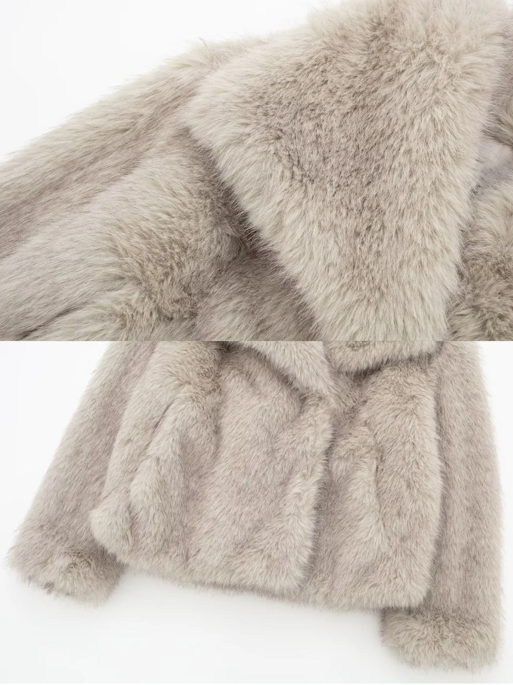 Asuna Faux Fur Jacket in Light Grey