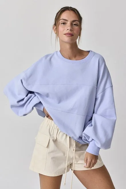 Aubrey Washed Oversized Top Light Blue