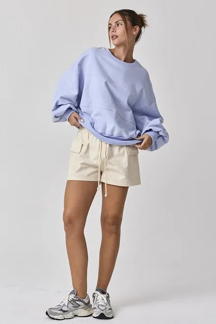 Aubrey Washed Oversized Top Light Blue