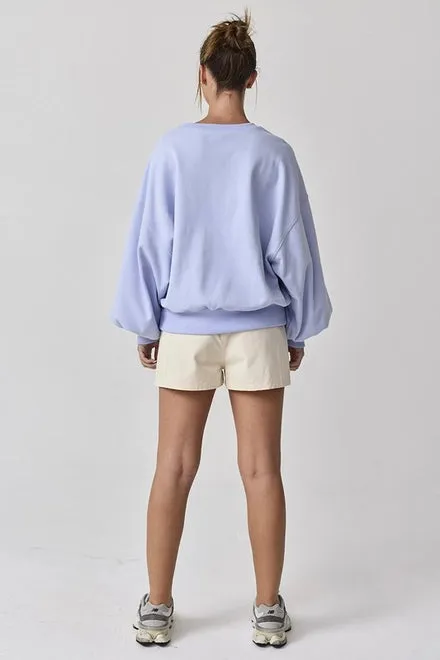 Aubrey Washed Oversized Top Light Blue