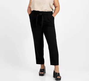 Bar III Plus Size Belted Paperbag-Waist Pants