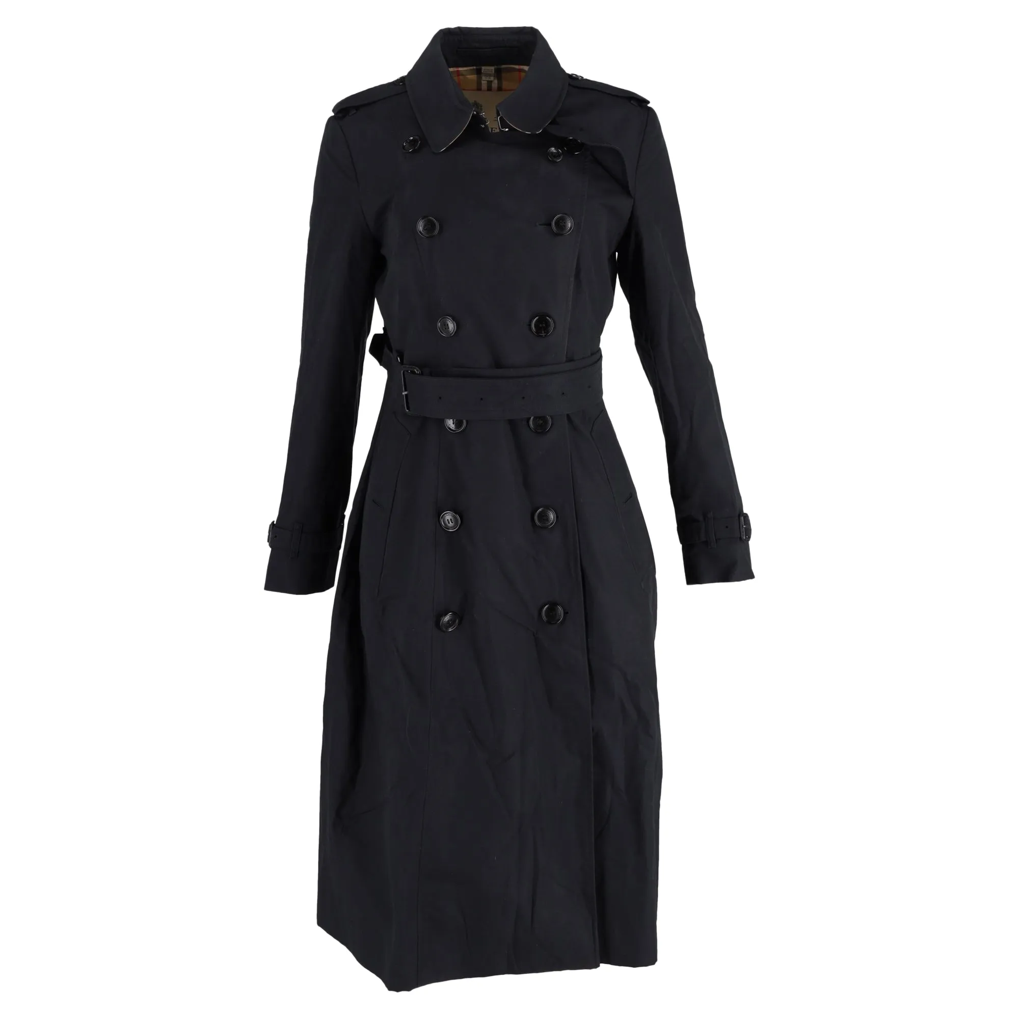 Burberry Chelsea Heritage Long Trench Coat in Navy Blue Cotton