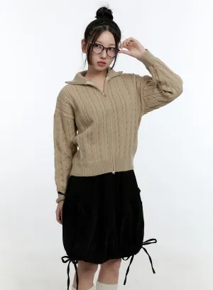 Cable Knit Zip Up Cardigan CD420