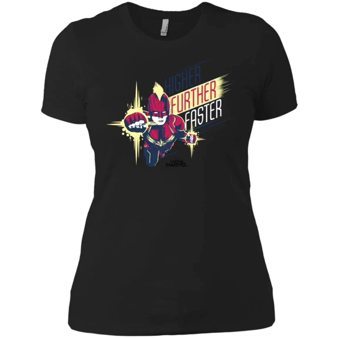 Captain Marvel Higher Further Faster Drawn Women Cotton T-Shirt