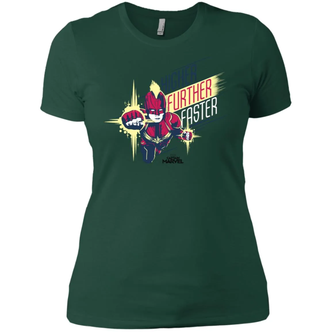 Captain Marvel Higher Further Faster Drawn Women Cotton T-Shirt