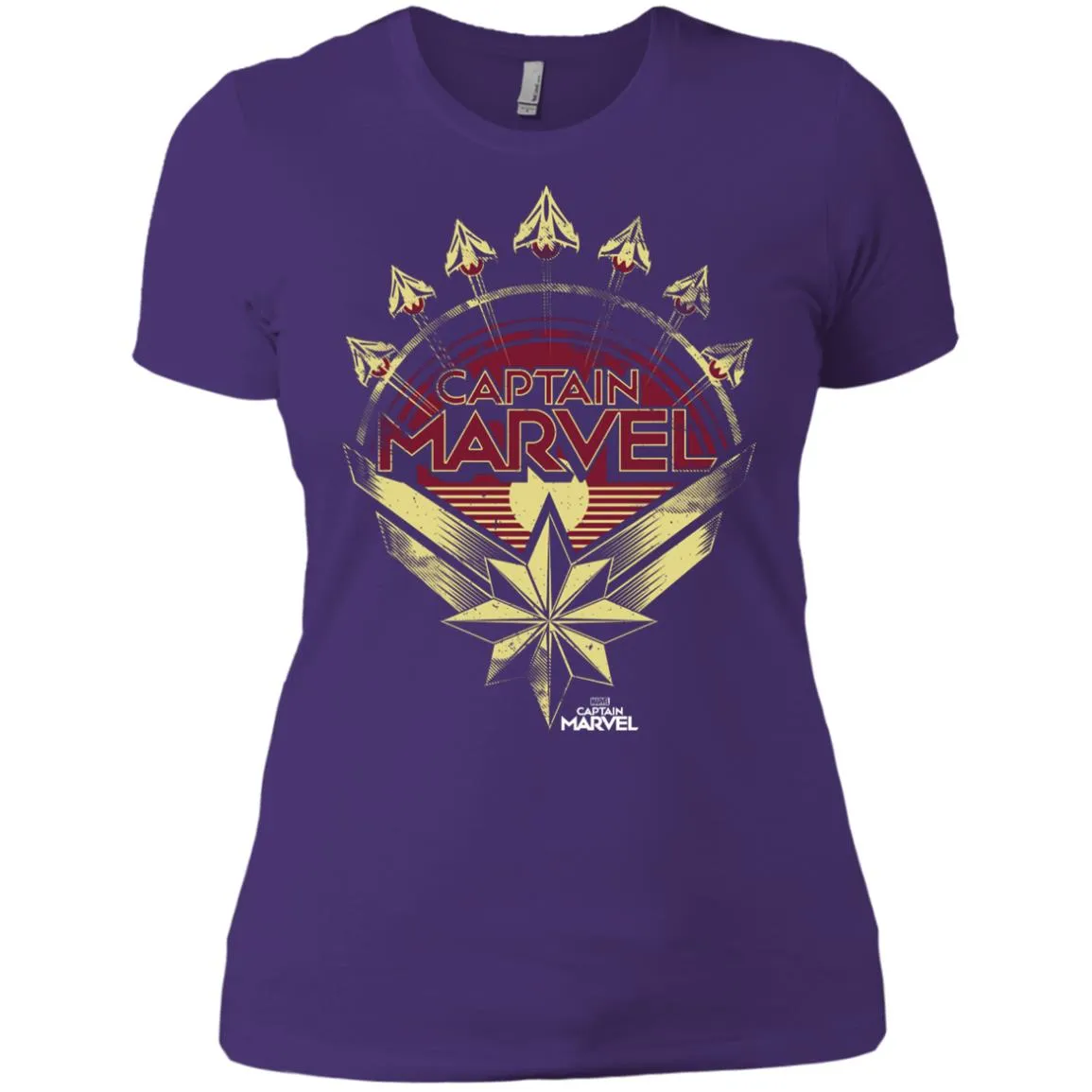 Captain Marvel Yellow Red Plane Flight Logo Women Cotton T-Shirt