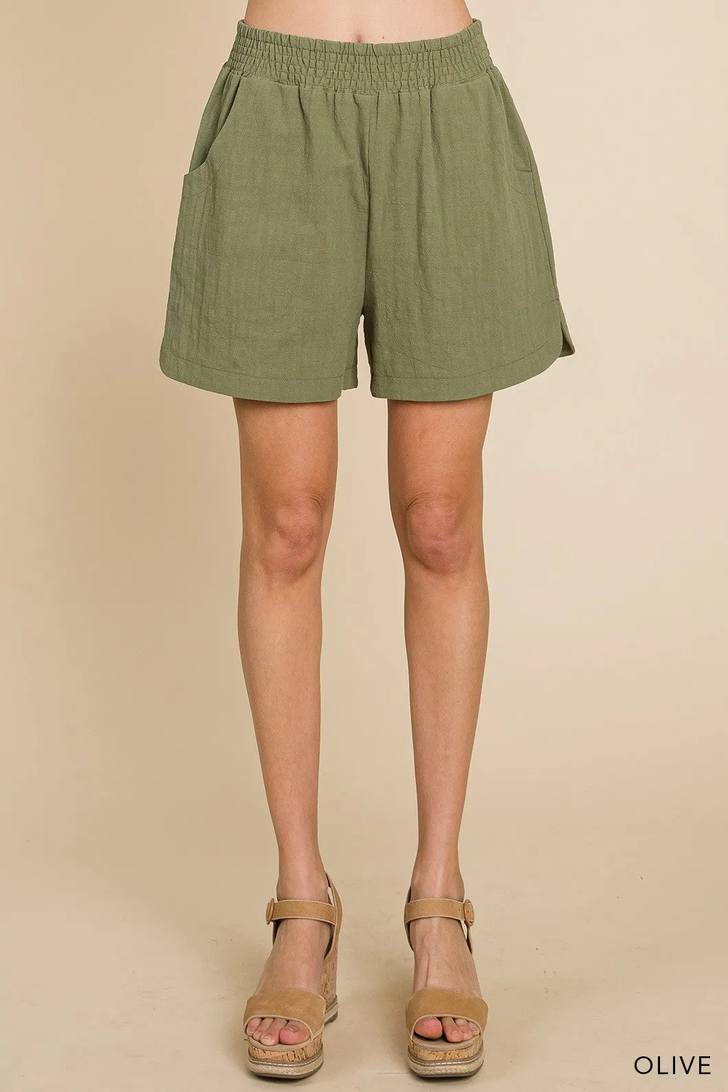 Casual Cotton Shorts - Olive