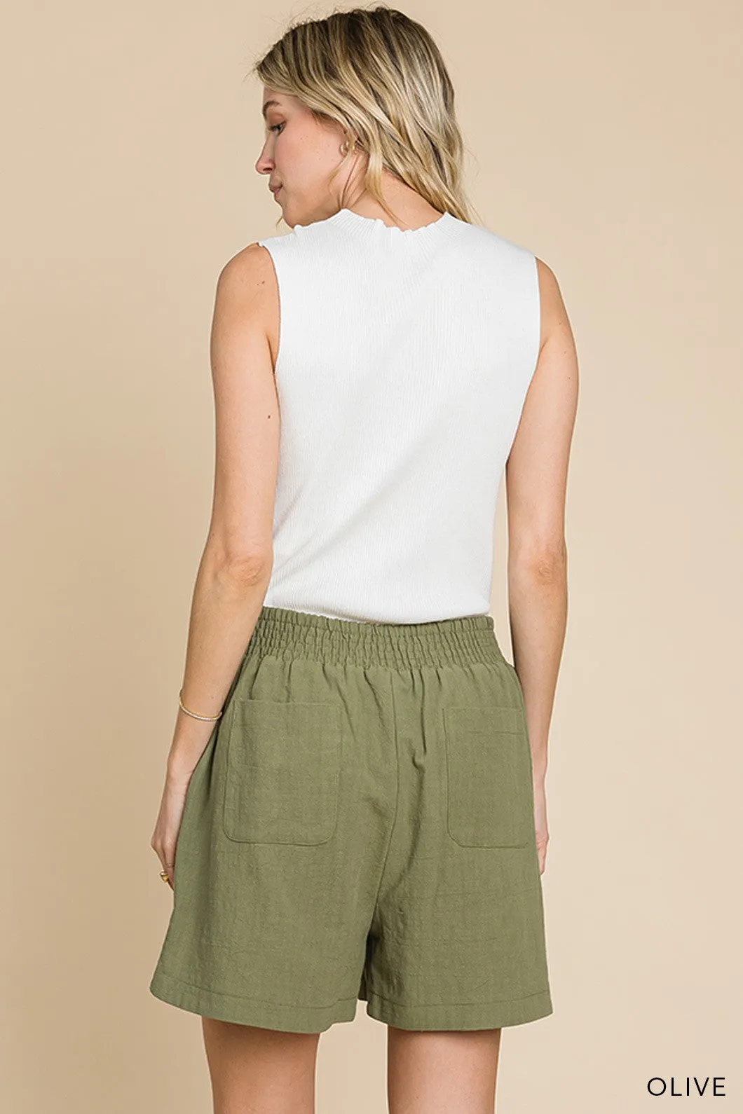 Casual Cotton Shorts - Olive