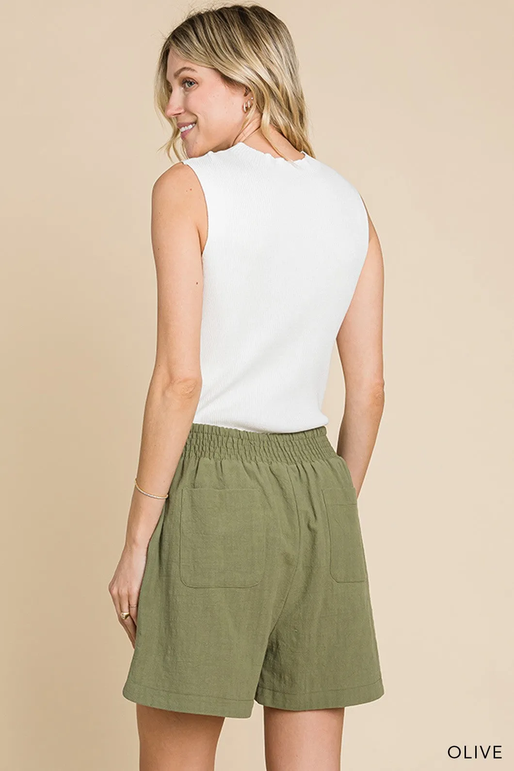 Casual Cotton Shorts - Olive