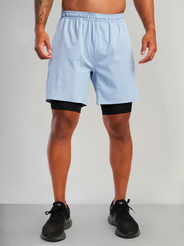 Casual Elastic Waist Double Layer Sports Shorts