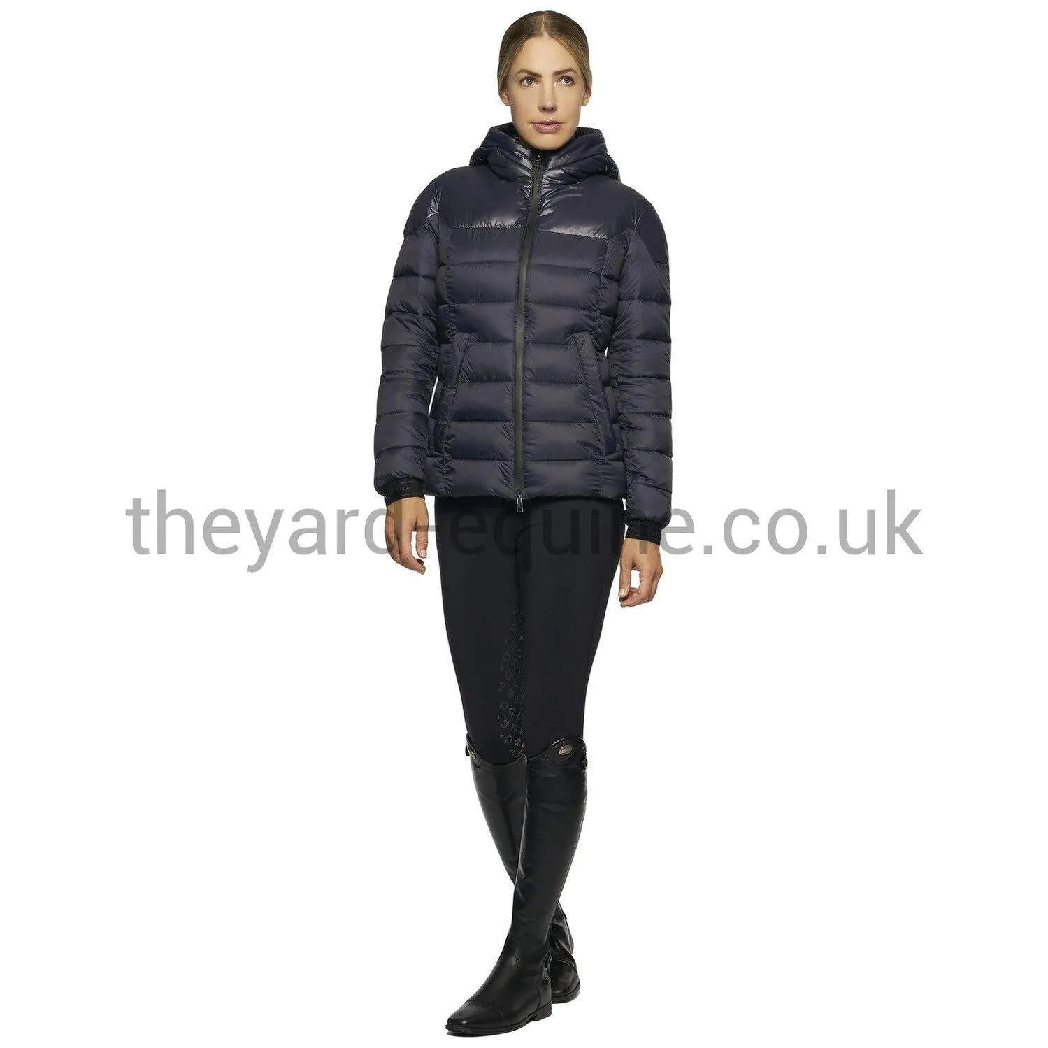 Cavalleria Toscana Coat - Padded Shiny/Matt Nylon Hooded Puffer Navy