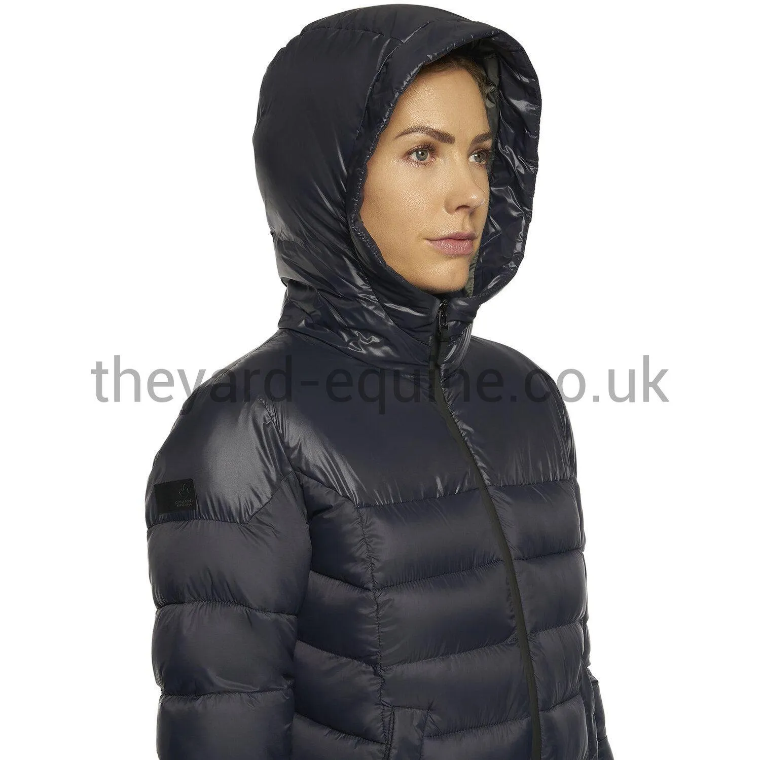 Cavalleria Toscana Coat - Padded Shiny/Matt Nylon Hooded Puffer Navy