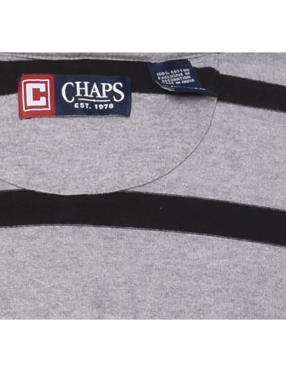 Chaps Striped Grey & Black High Neck Rugby Shirt - XL