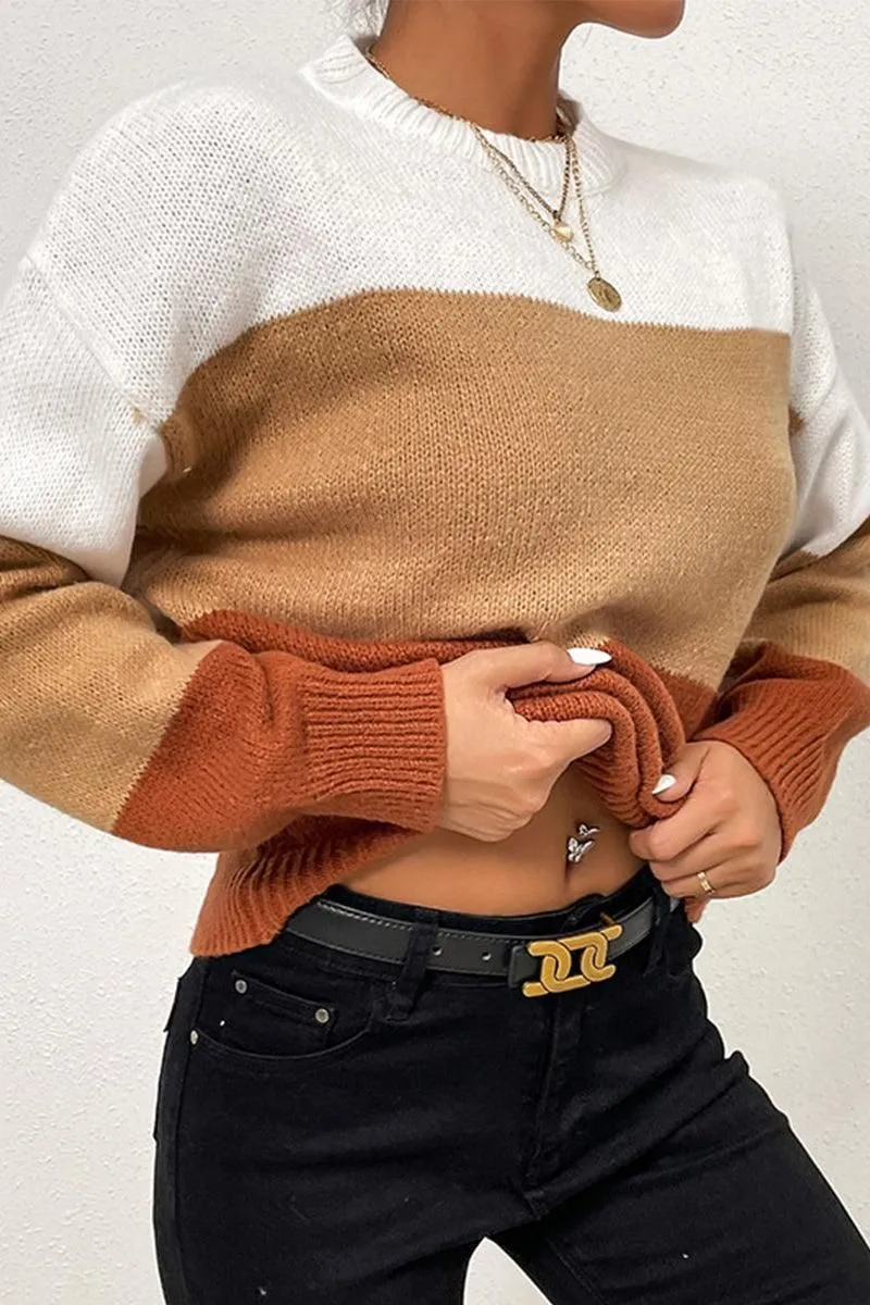 COLOR BLOCK DAILY SWEATER TOP