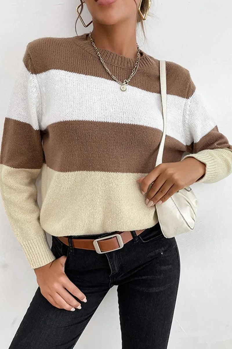 COLOR BLOCK DAILY SWEATER TOP