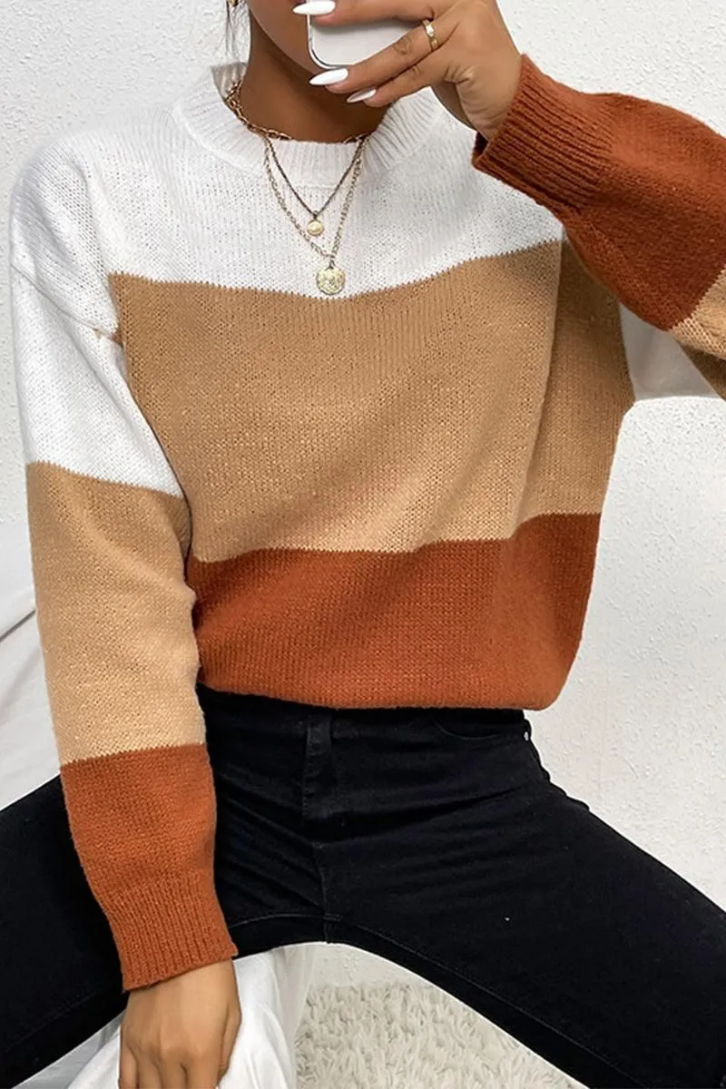 COLOR BLOCK DAILY SWEATER TOP