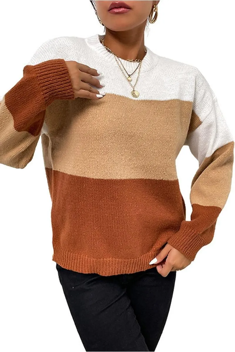 COLOR BLOCK DAILY SWEATER TOP