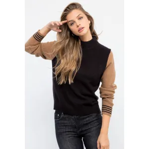 Color Block Mock Neck Sweater