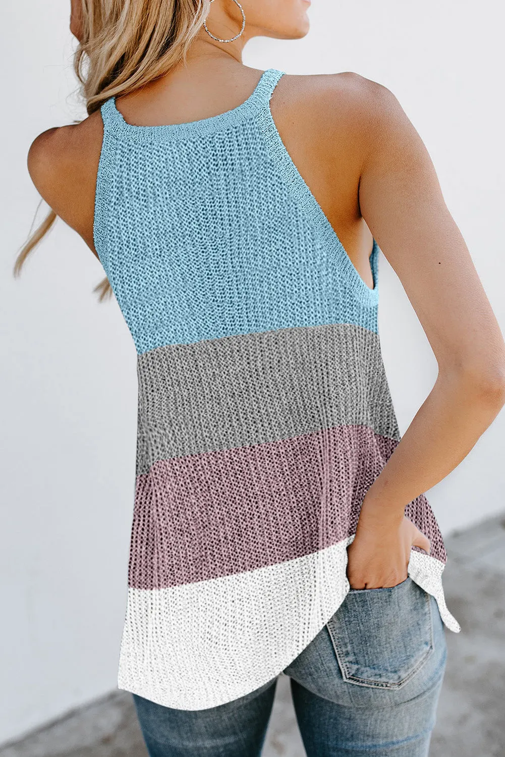 Color Block Striped Knit Tank Top