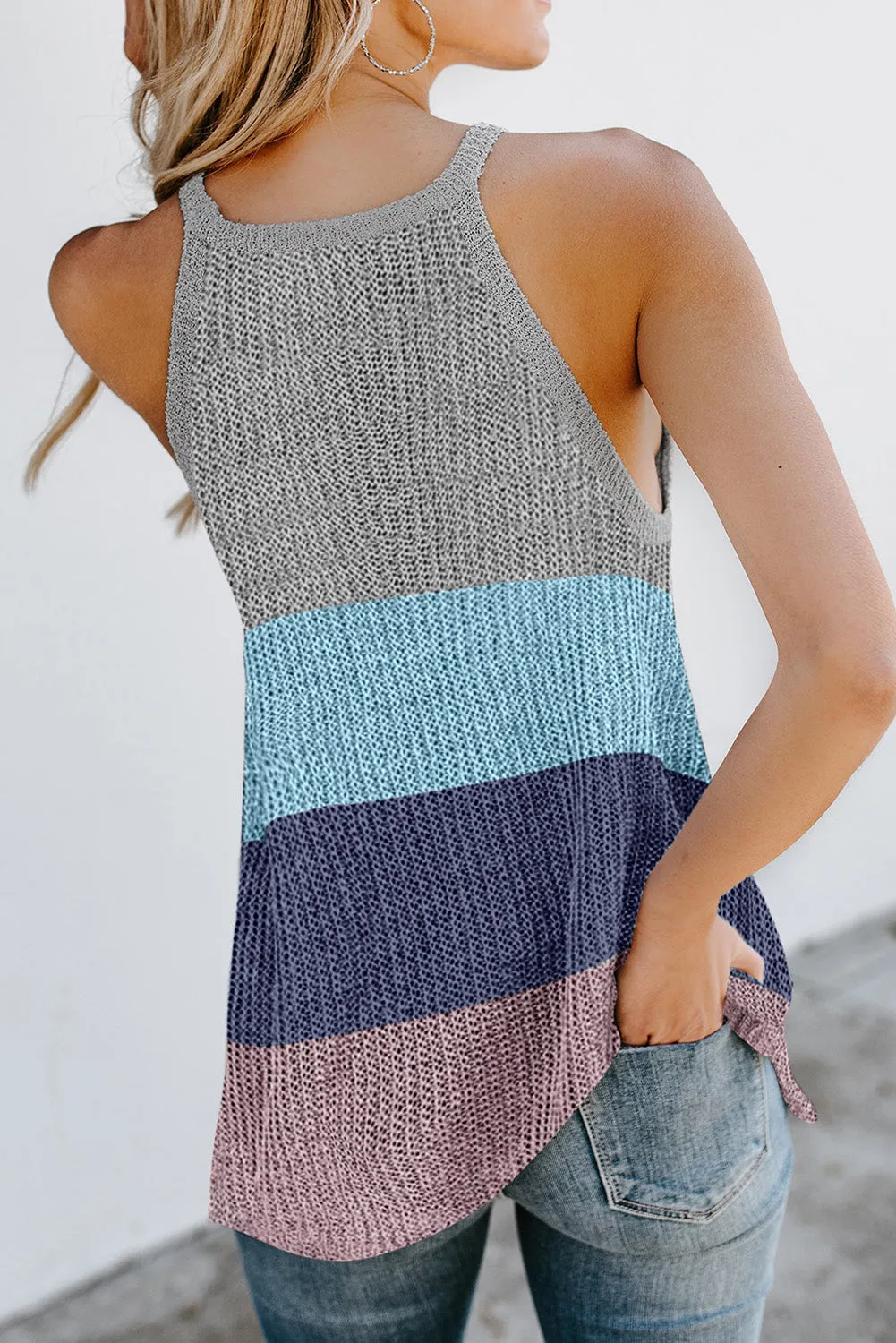 Color Block Striped Knit Tank Top