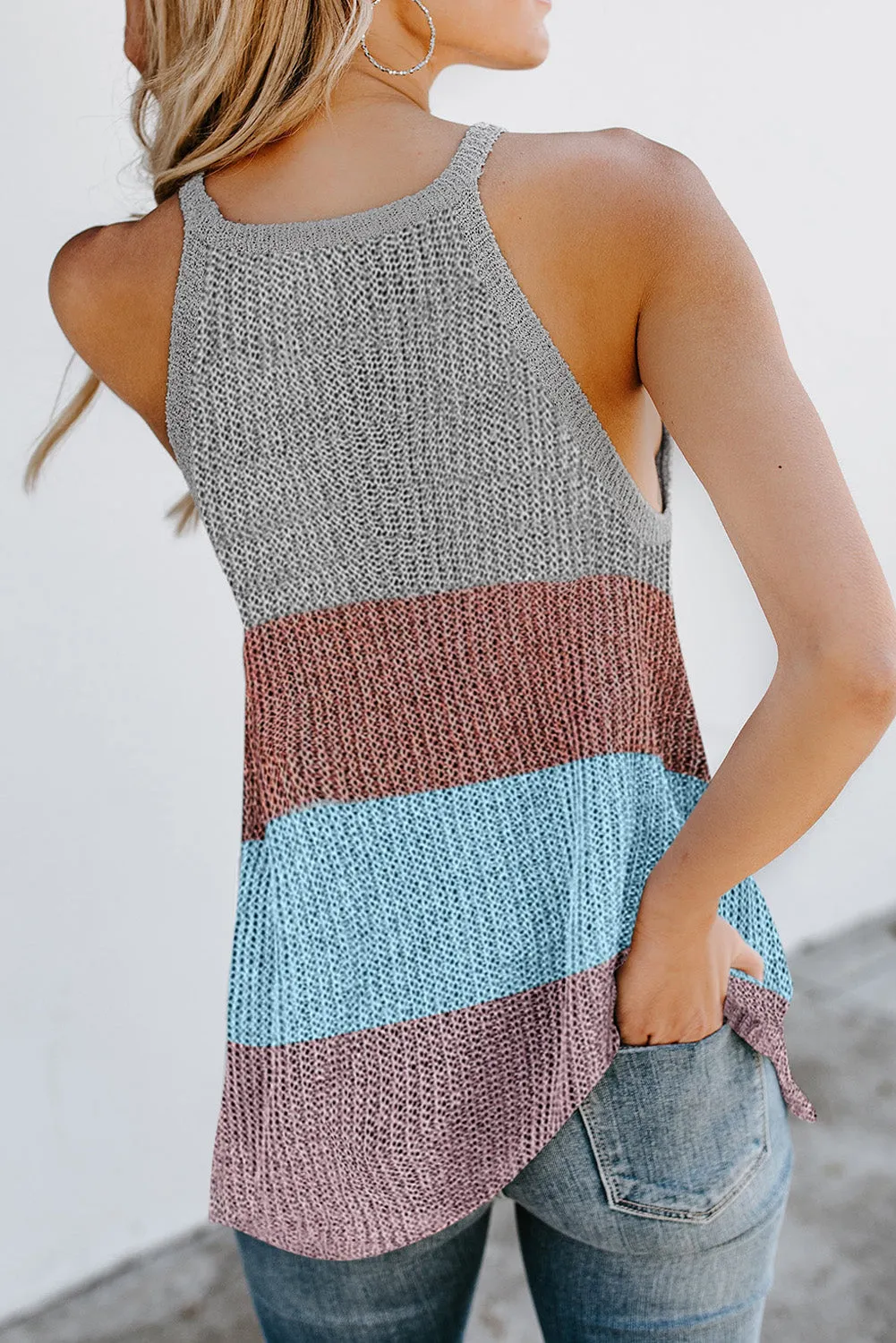 Color Block Striped Knit Tank Top