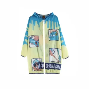 Cool Monster Cartoon Sun Protection Loose Hooded Jacket