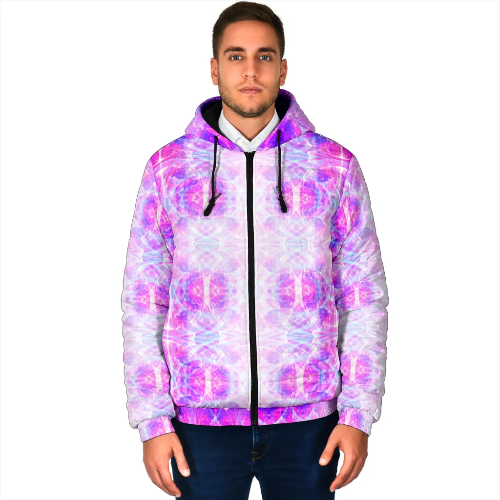 COSMIC FRACTAL PATTERN - MAGENTA | MEN'S WINTER HOODIE JACKET | YANTRART