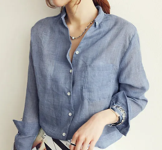 Cotton and linen shirt for women