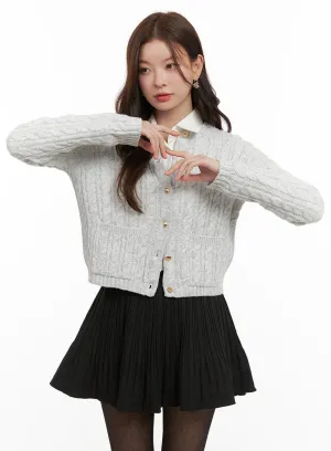 Cozy Cable Knit Buttoned Cardigan OD403