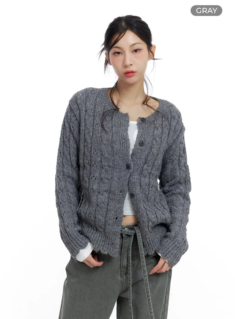 Cozy Cable Knit Wool Cardigan CO426