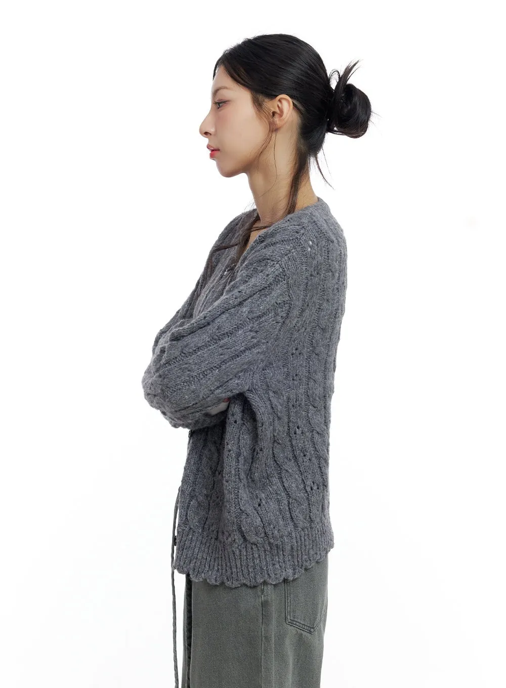 Cozy Cable Knit Wool Cardigan CO426