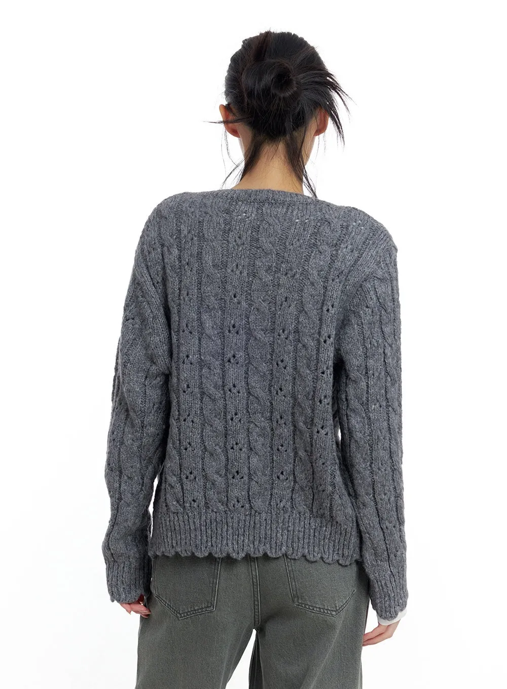 Cozy Cable Knit Wool Cardigan CO426