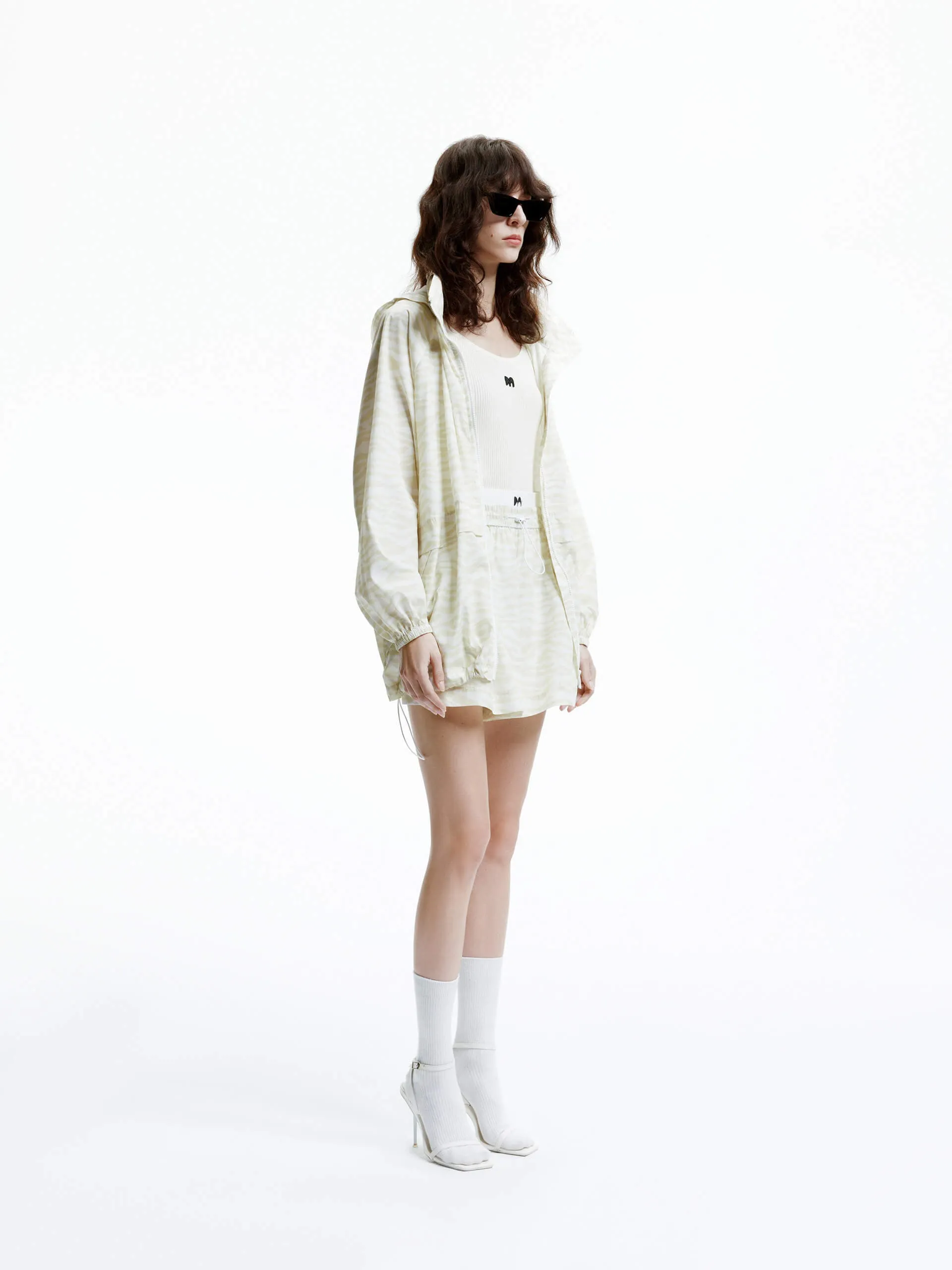 Drawstring Hem Hood Jacket