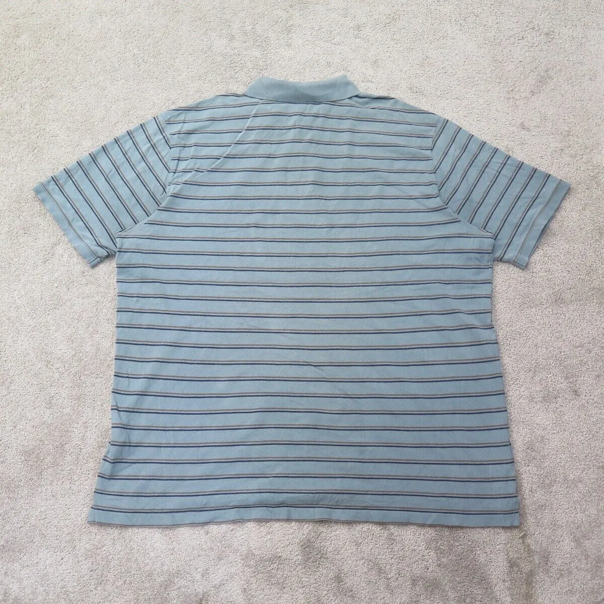 Eddie Bour Polo Shirt Mens 3XL Blue Golf Striped Short Sleeve 100% Cotton Casual