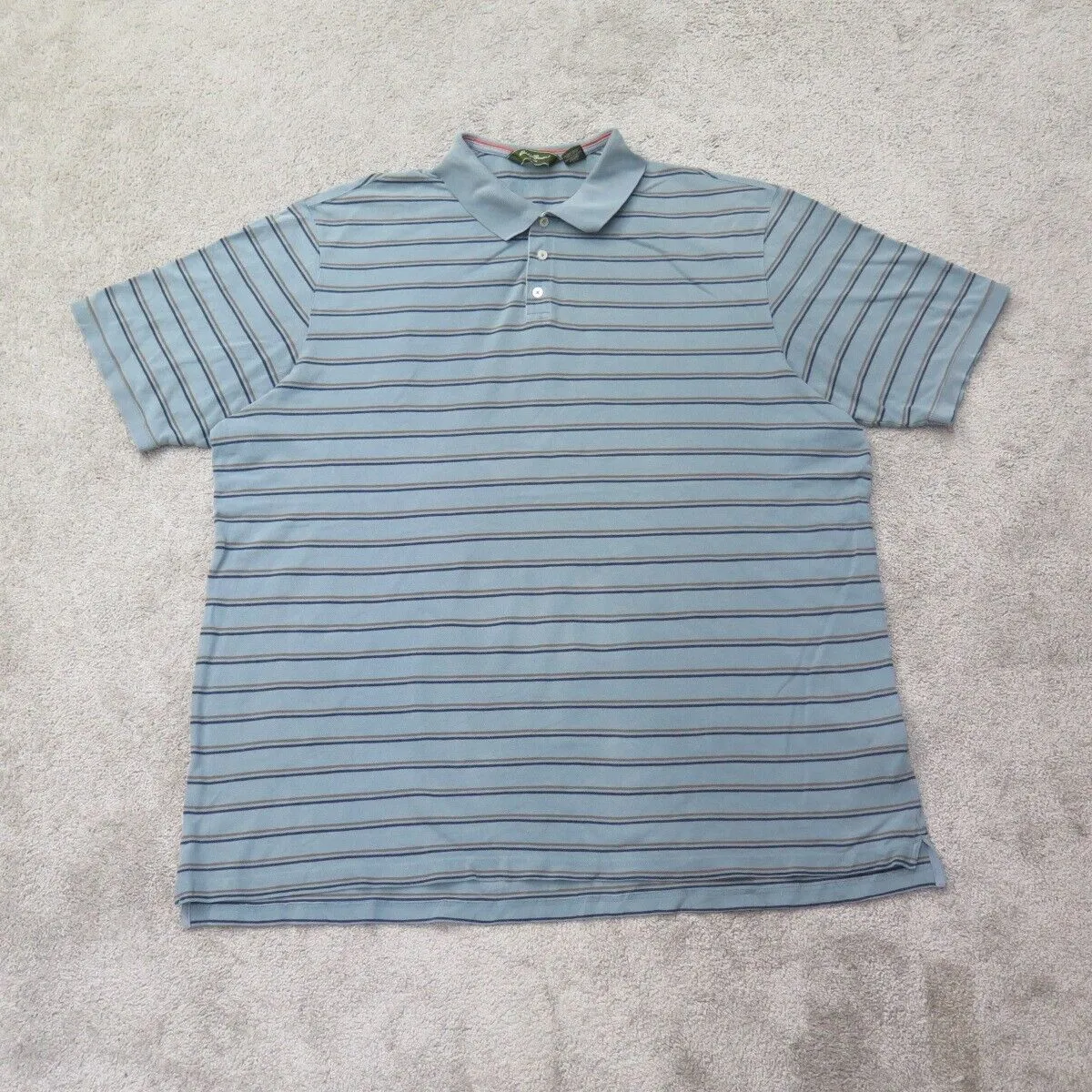 Eddie Bour Polo Shirt Mens 3XL Blue Golf Striped Short Sleeve 100% Cotton Casual