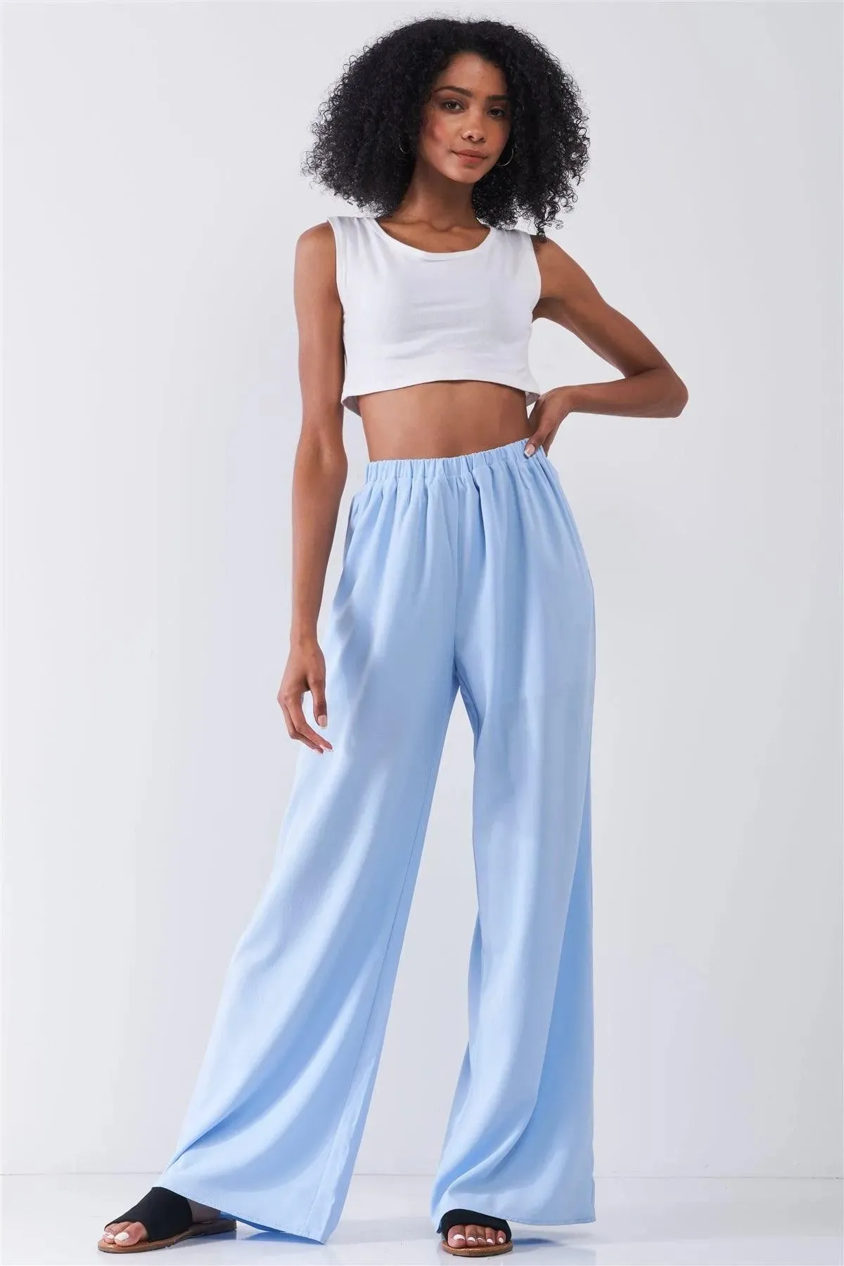 Endless Summer Sky Blue High Waist Flowy Wide Leg Pants /1-2-2-1