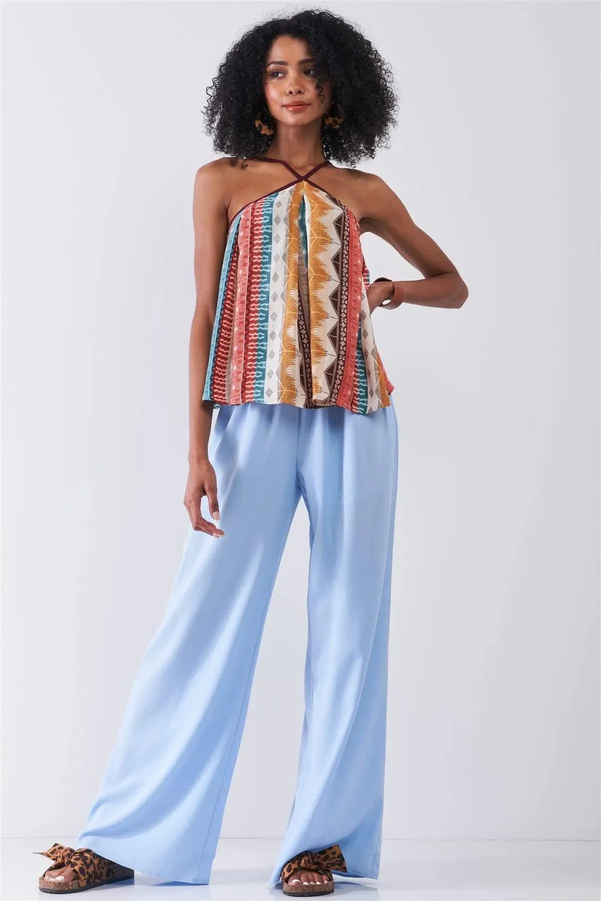 Endless Summer Sky Blue High Waist Flowy Wide Leg Pants /1-2-2-1