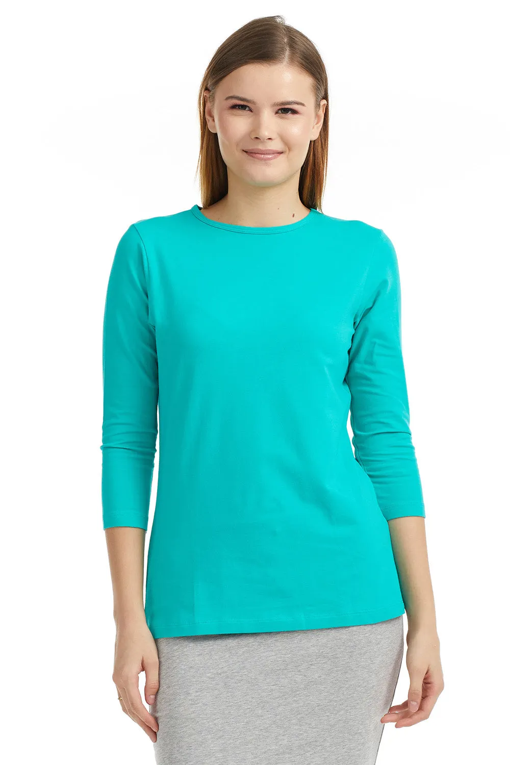 Esteez ¾ Sleeve Cotton Spandex RELAXED FIT Layering Shirt for WOMEN