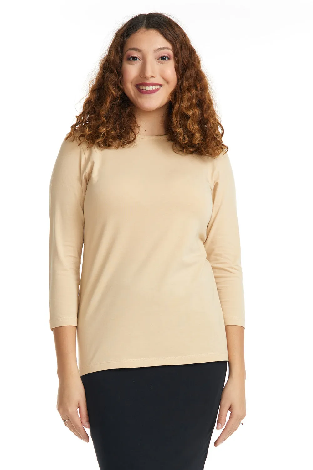 Esteez ¾ Sleeve Cotton Spandex RELAXED FIT Layering Shirt for WOMEN