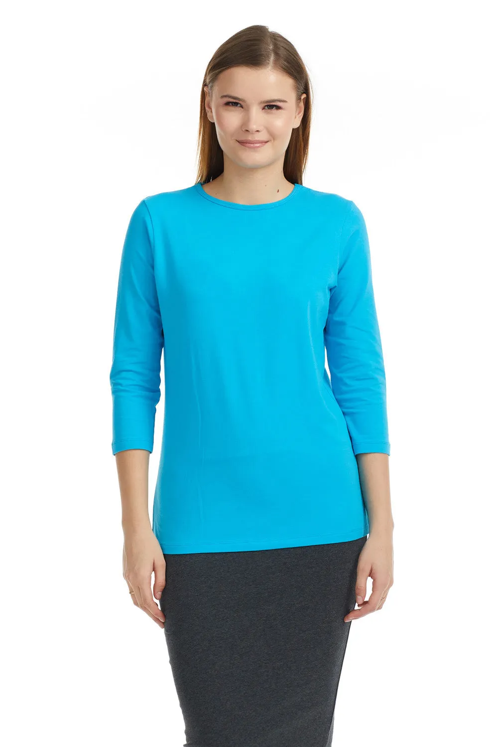 Esteez ¾ Sleeve Cotton Spandex RELAXED FIT Layering Shirt for WOMEN