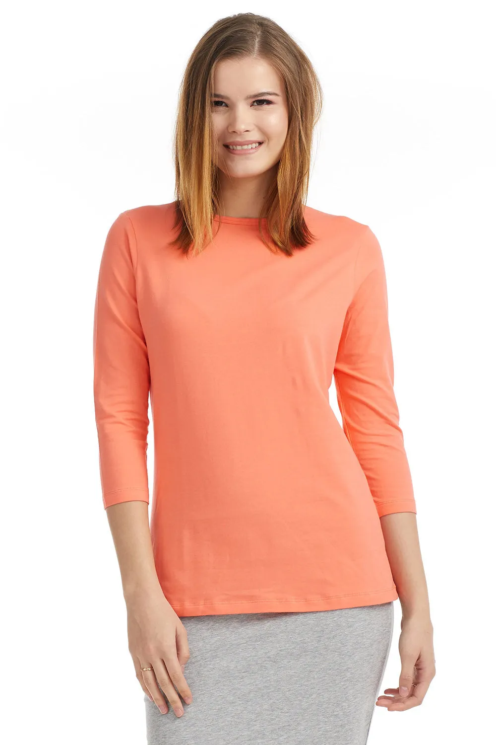 Esteez ¾ Sleeve Cotton Spandex RELAXED FIT Layering Shirt for WOMEN