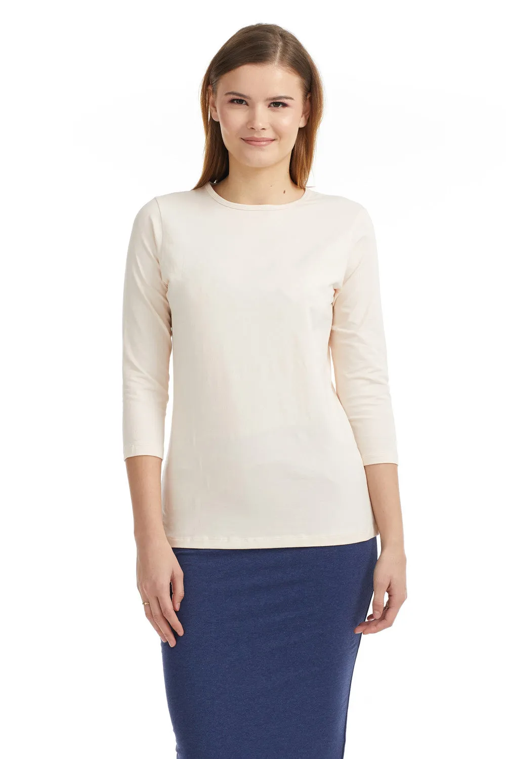 Esteez ¾ Sleeve Cotton Spandex RELAXED FIT Layering Shirt for WOMEN