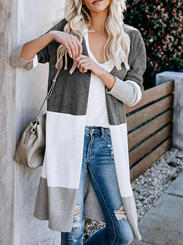 Fall Fashion Stripe Knit Duster Cardigan for Casual Wear