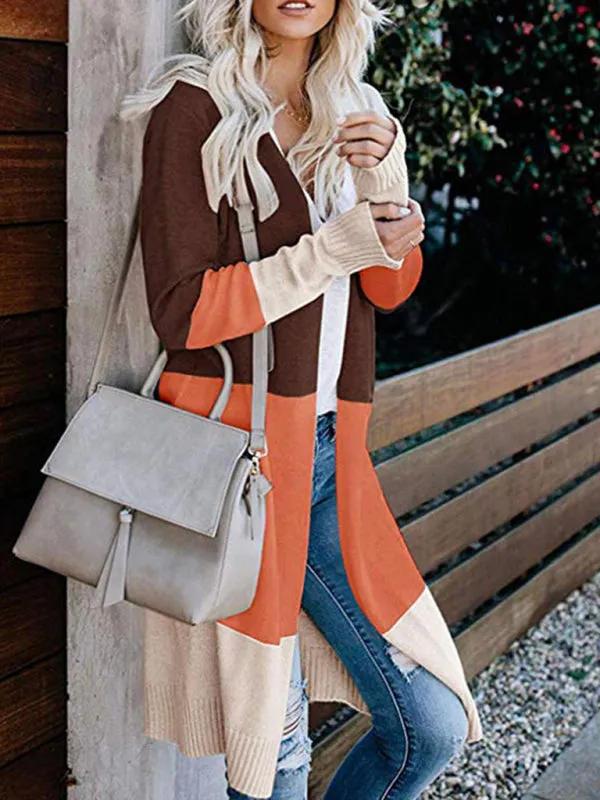 Fall Fashion Stripe Knit Duster Cardigan for Casual Wear