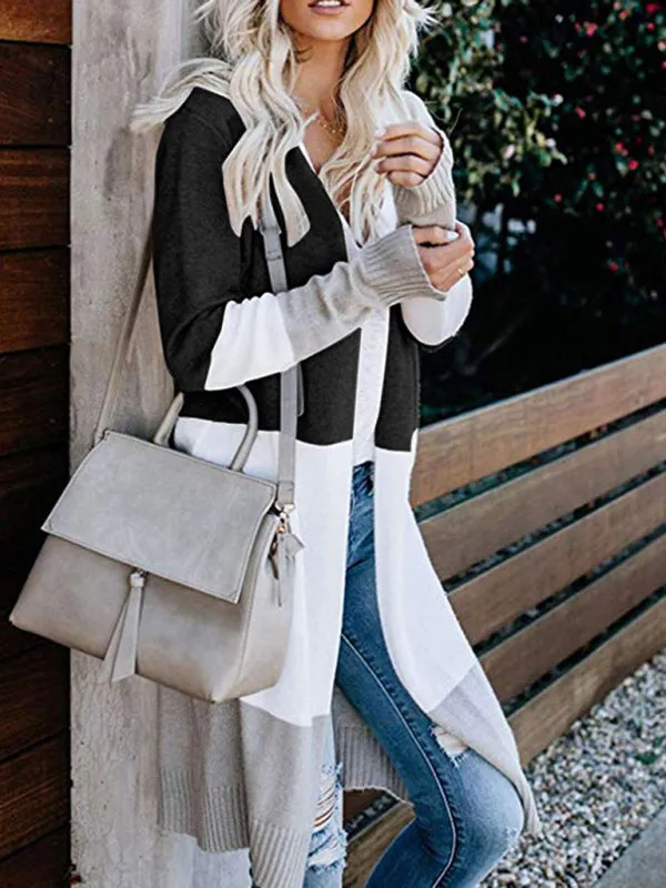 Fall Fashion Stripe Knit Duster Cardigan for Casual Wear