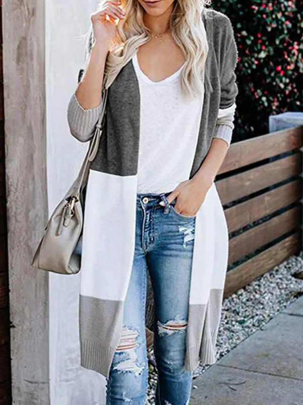 Fall Fashion Stripe Knit Duster Cardigan for Casual Wear