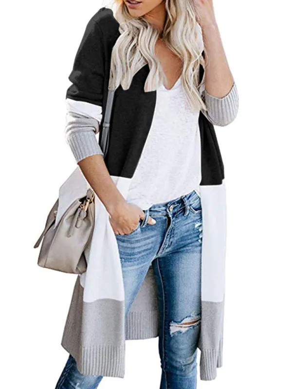 Fall Fashion Stripe Knit Duster Cardigan for Casual Wear