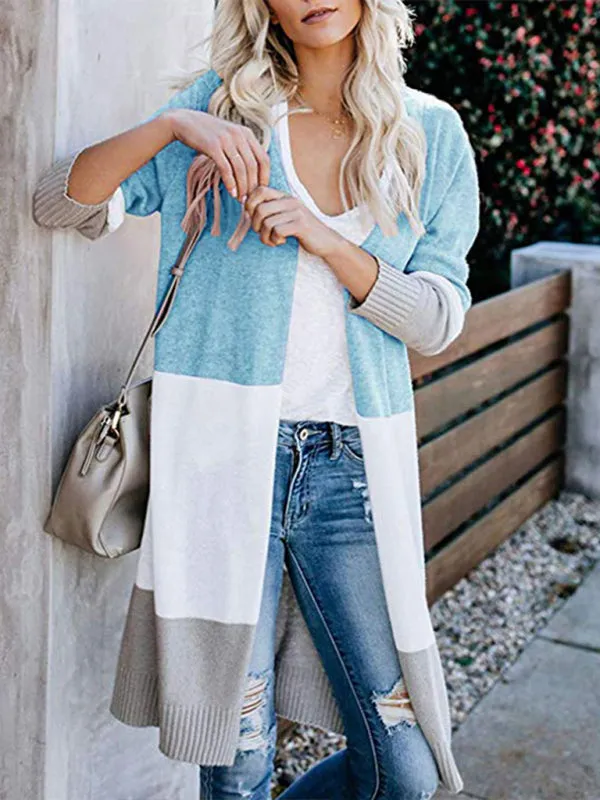 Fall Fashion Stripe Knit Duster Cardigan for Casual Wear